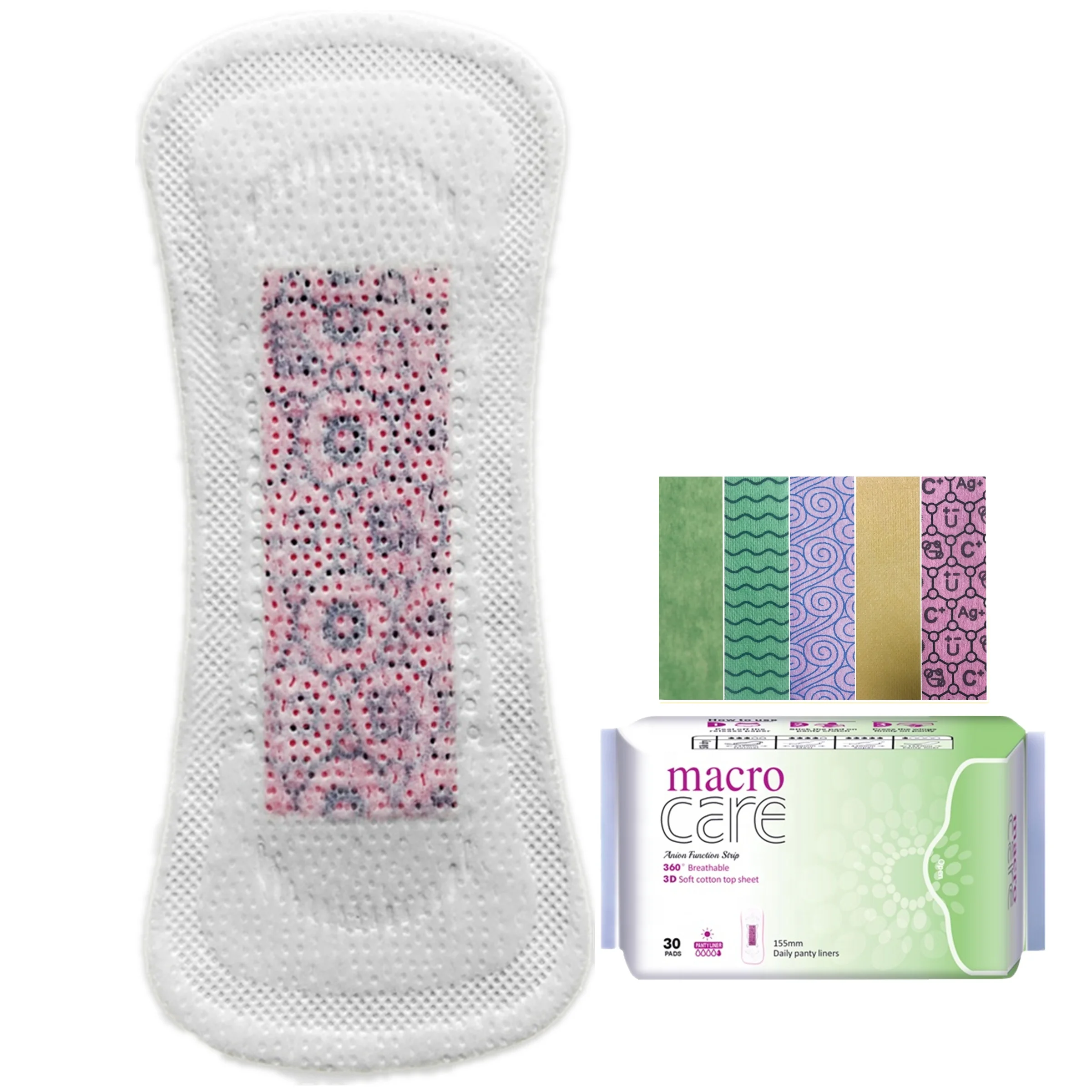 
Macro Care Best Bamboo Biodegradable Anion 100% Organic Cotton Herbal Panty Liners For Women With OEM Brand 