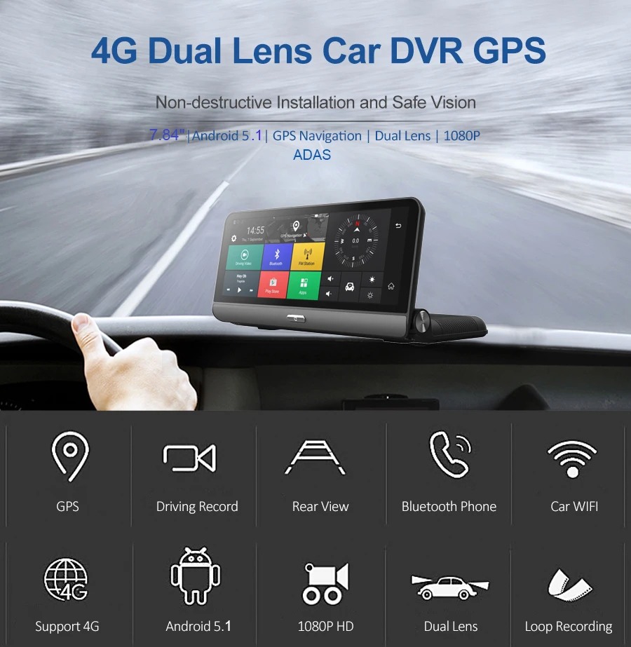 Новые 8 дюймов андроид gps-навигатор с двумя камерами автомобильная камера dvr 4G сим-карты 1080P видеомагнитофон складной dash cam Recorder