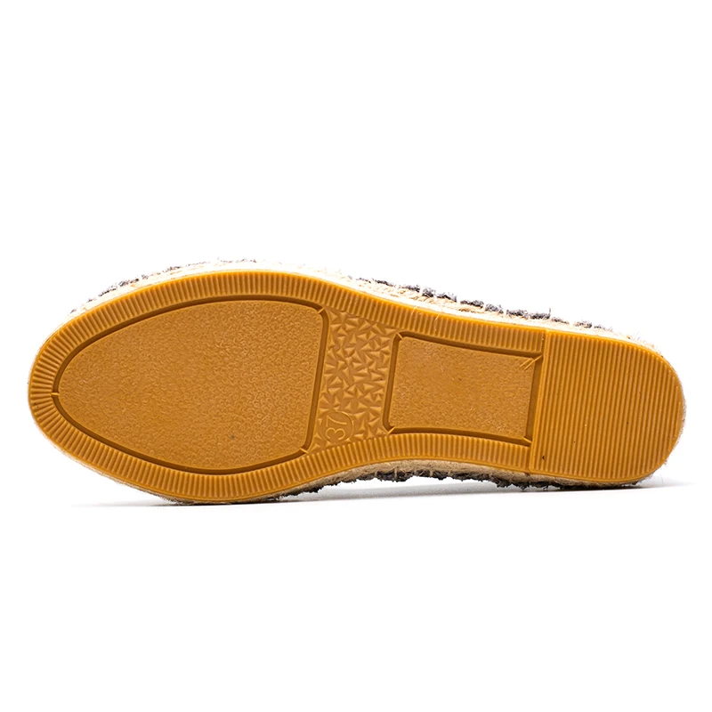 Stock 2020 the most fashion women woven knit material basic jute comfortable insole luxury espadrilles flat shoes
