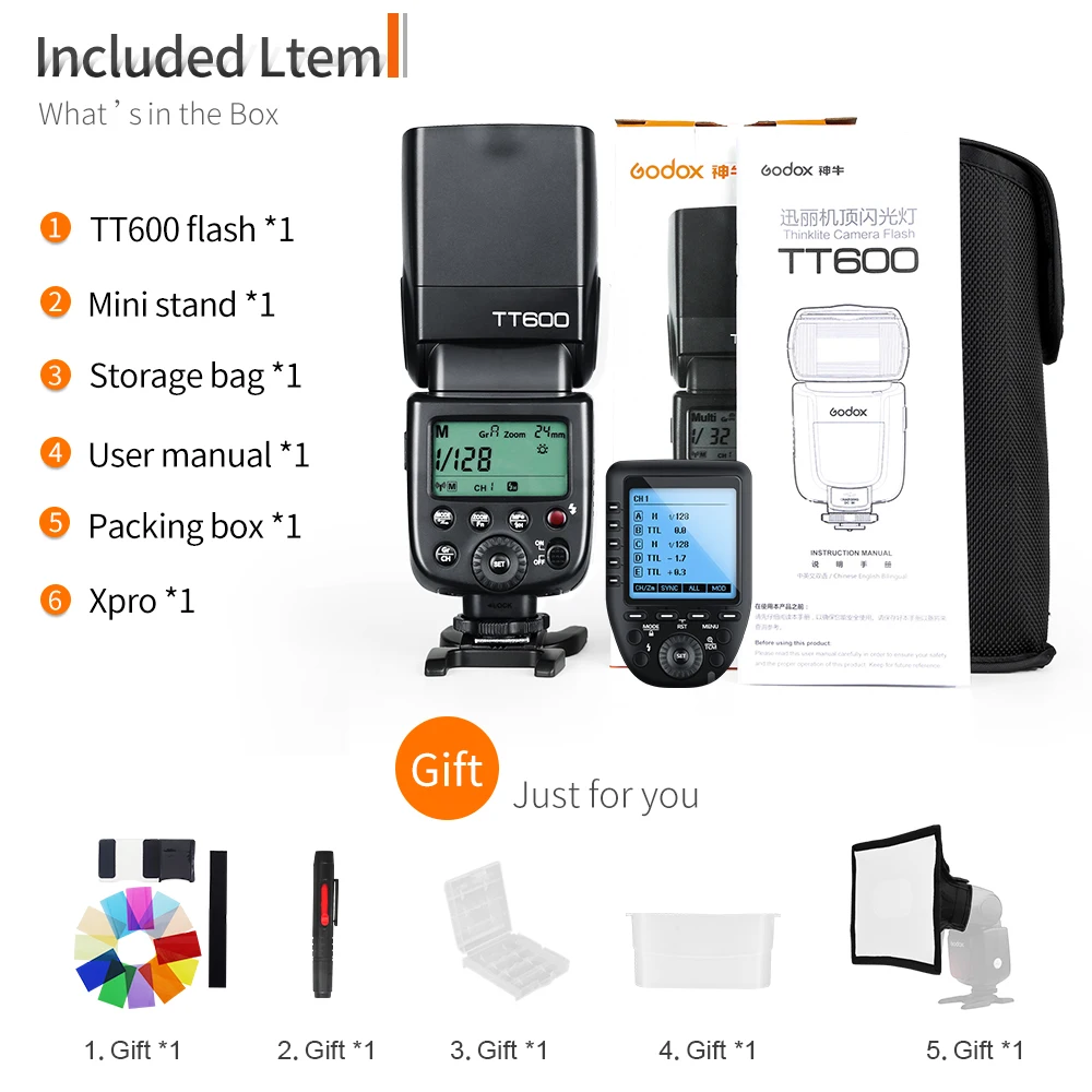 Беспроводная вспышка Godox TT600 2 4G GN60 с триггером Xpro для Canon Nikon Sony Pentax Olympus