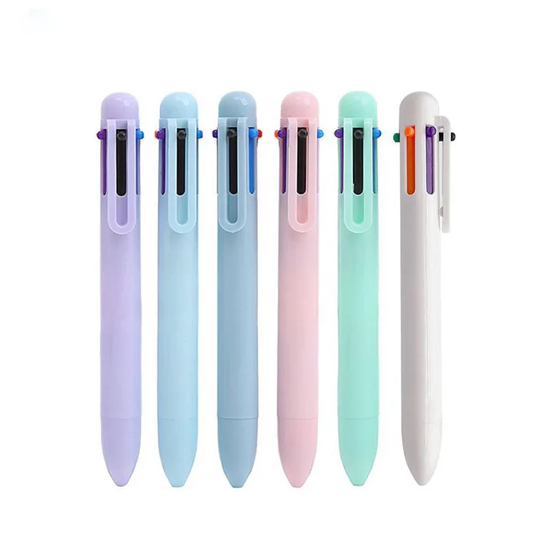 Wholesale Novelty Cute 6-in-1 Colors ABS Plastic Ball Point Pen With Selling Custom Printed Logo For Student Stationery Gift