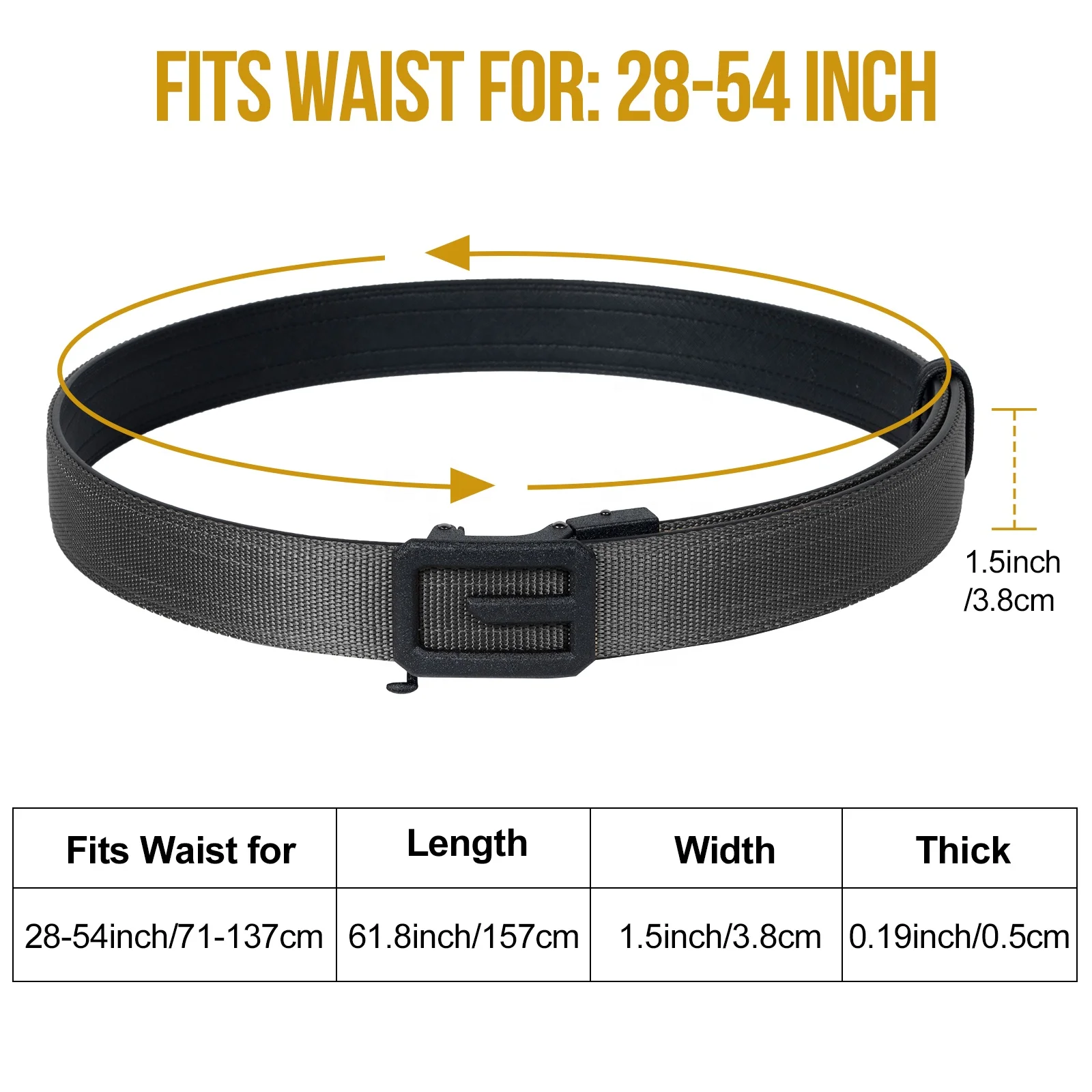 1TG Breathable Nylon Webbing with Metal Buckle Tactical Waist Belt Hunting Men Women Sports EDC Work Tactical Belt