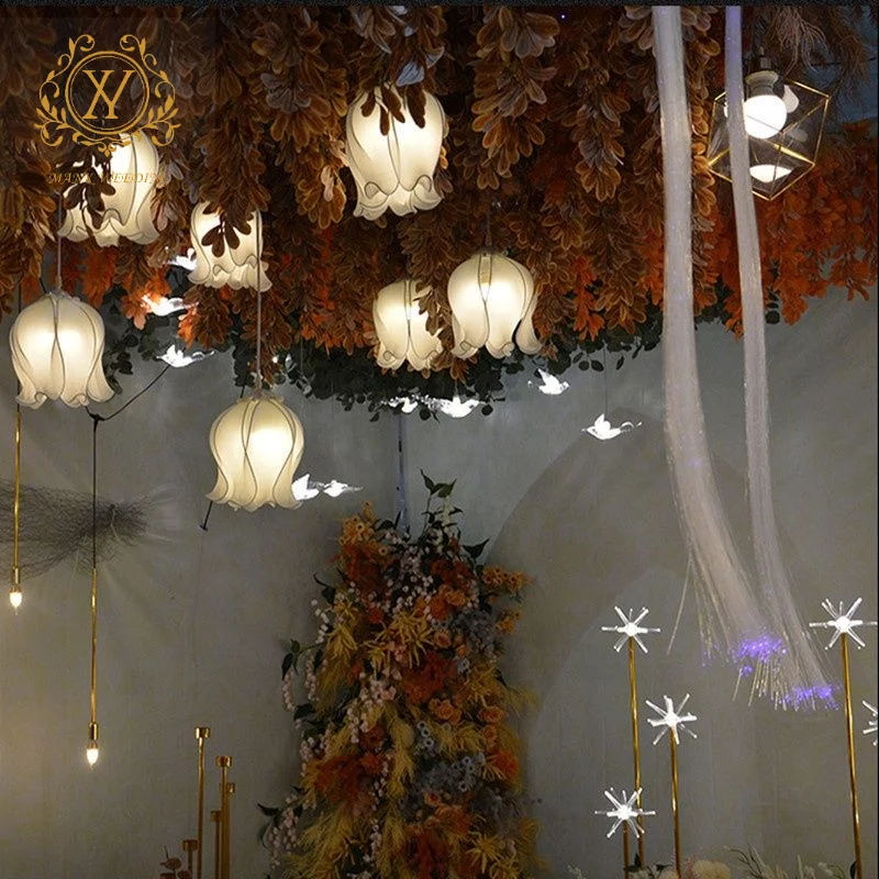 New Arrival Hanging Light Decoration for Wedding Orchid Acrylic Chandelier Ceiling Lamp Stage Decoration for Wedding Party