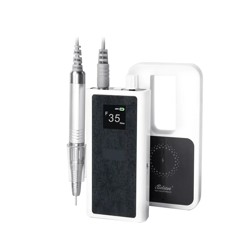 Новая Мощная Беспроводная портативная дрель для ногтей 80 Вт с бесщеточным наконечником и беспроводной зарядкой QI