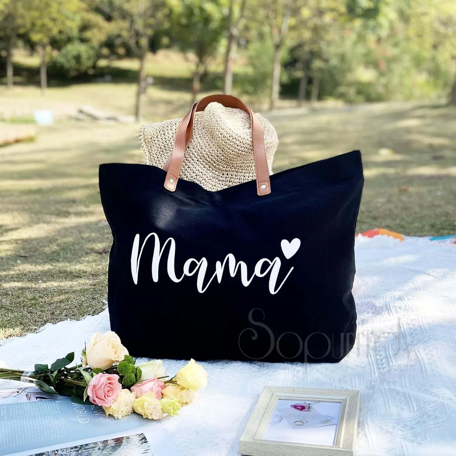 Custom Logo Lady Tote Bag Reusable Grocery Shopping Bags High Quality Organic Cotton Bag Mothers Day Gifts From kids