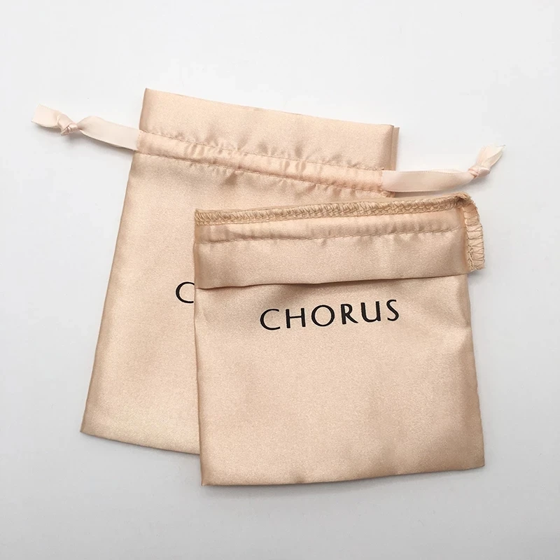 Custom Printed Small Silk Drawstring Bags Silk Bags For Hair Extensions Silk Hair Bags