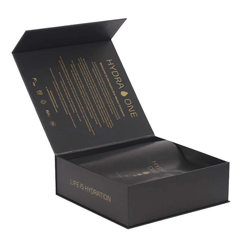 Hot large black custom logo gift box magnetic closure hard rigid cardboard packaging box luxury book shaped paper box