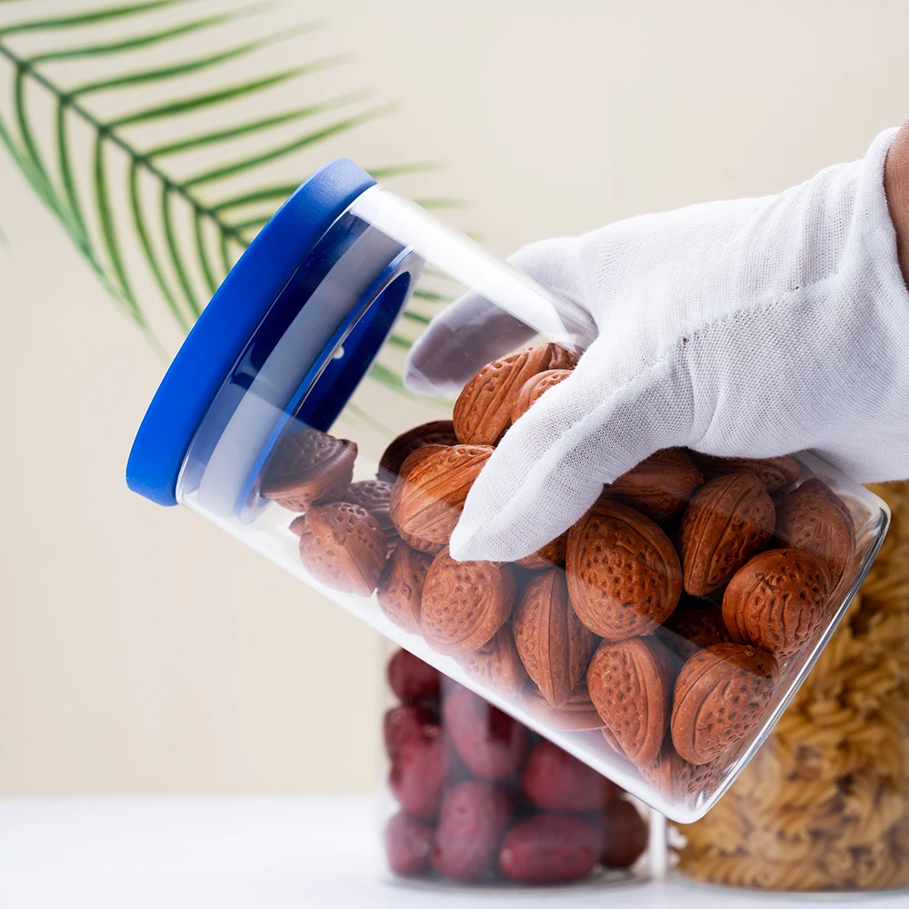 Hot Selling Airtight Container Glass Food Cookie Storage Jar With Plastic Lid