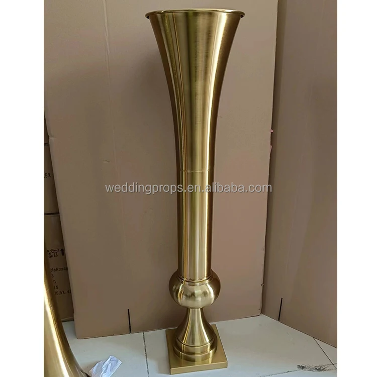 Wedding Decoration Tall Gold Metal Flower Vase Gold Table Centerpieces Flower Stand