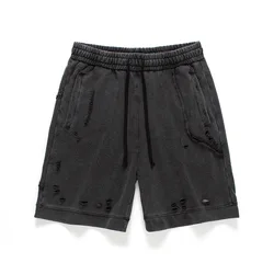 Lcool custom streetwear t shirt blank heavyweight washed oversize shorts sets men t shirt set