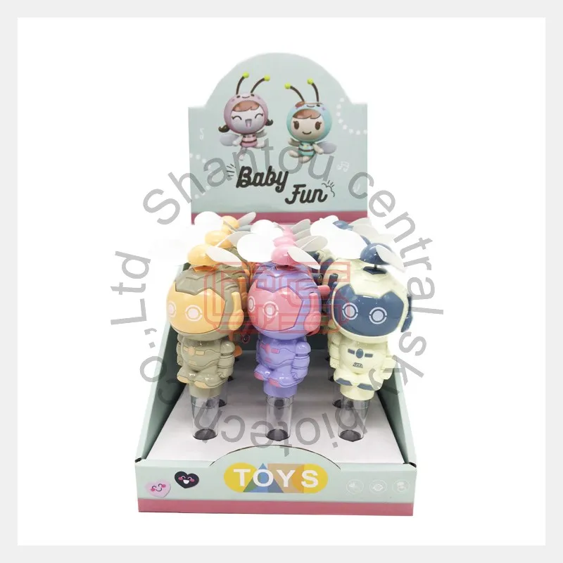 robot candy toys hand operate fan with fruit flavor press tablet candy