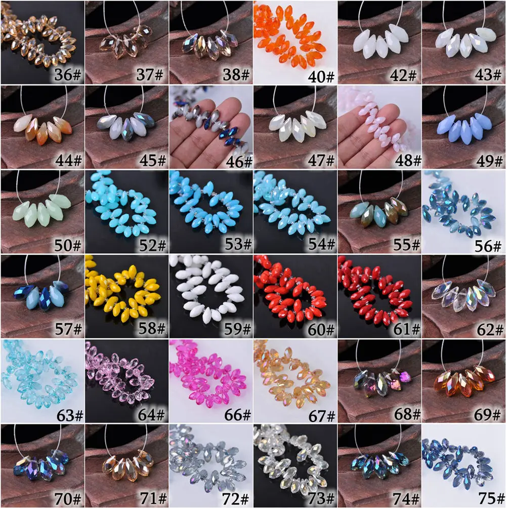 AB/Pure Colors & Plated Teardrop Faceted Crystal Glass 6mm 8mm 10mm Top Drilled Pendant Drops Loose Beads For Jewelry Making DIY