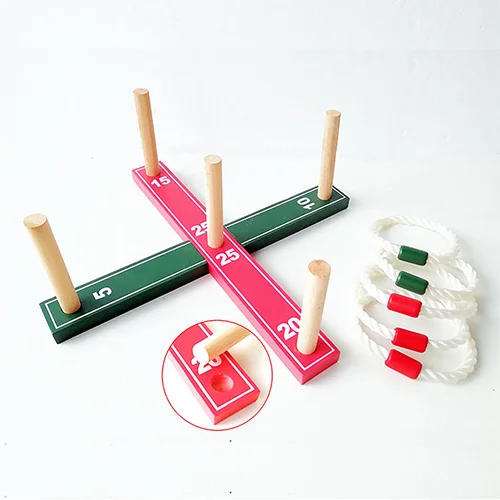 KJ Outdoor Fun Camping Lawn Game Wooden Ring Toss Game for Backyard Toys