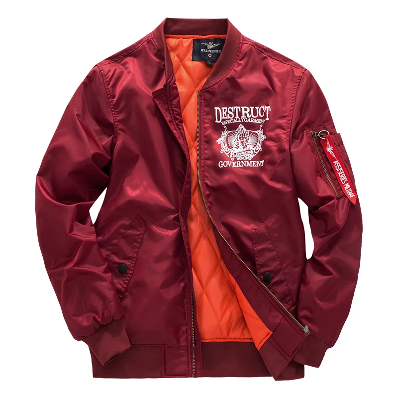 Custom Logo Bomber Jacket Mens Winter Quilted Lining Bomber Jacket Red and Black Custom Patterns Plus Size Baseball Coat