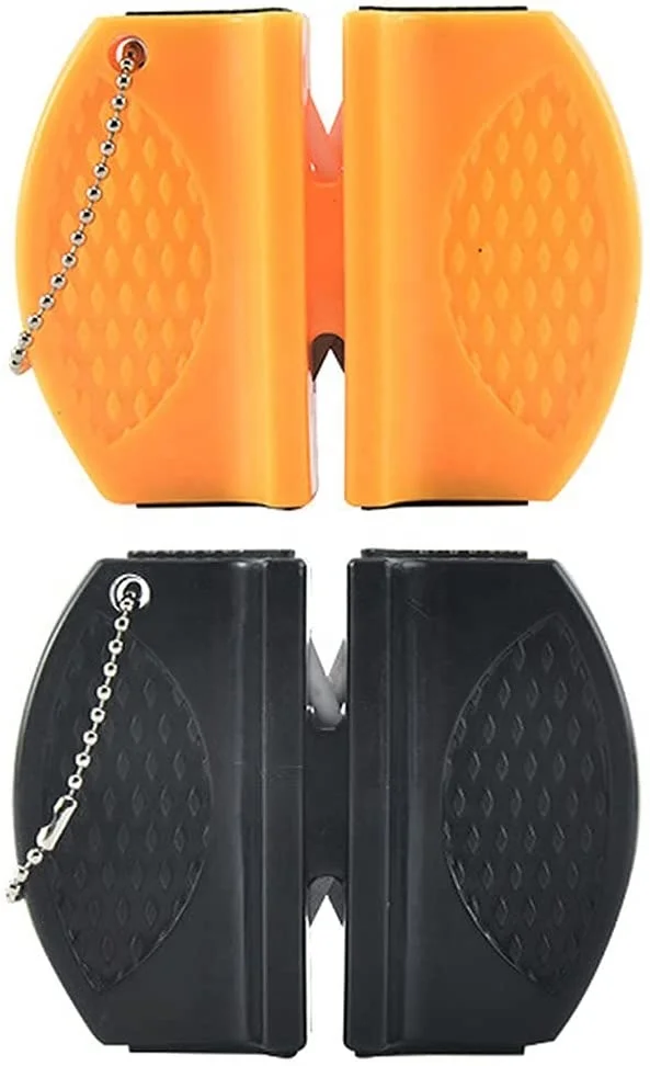 ABS Rubber Outdoor Camping Portable Handheld Two-stage Butterfly Type Diamond Ceramic Rod Knife Sharpener