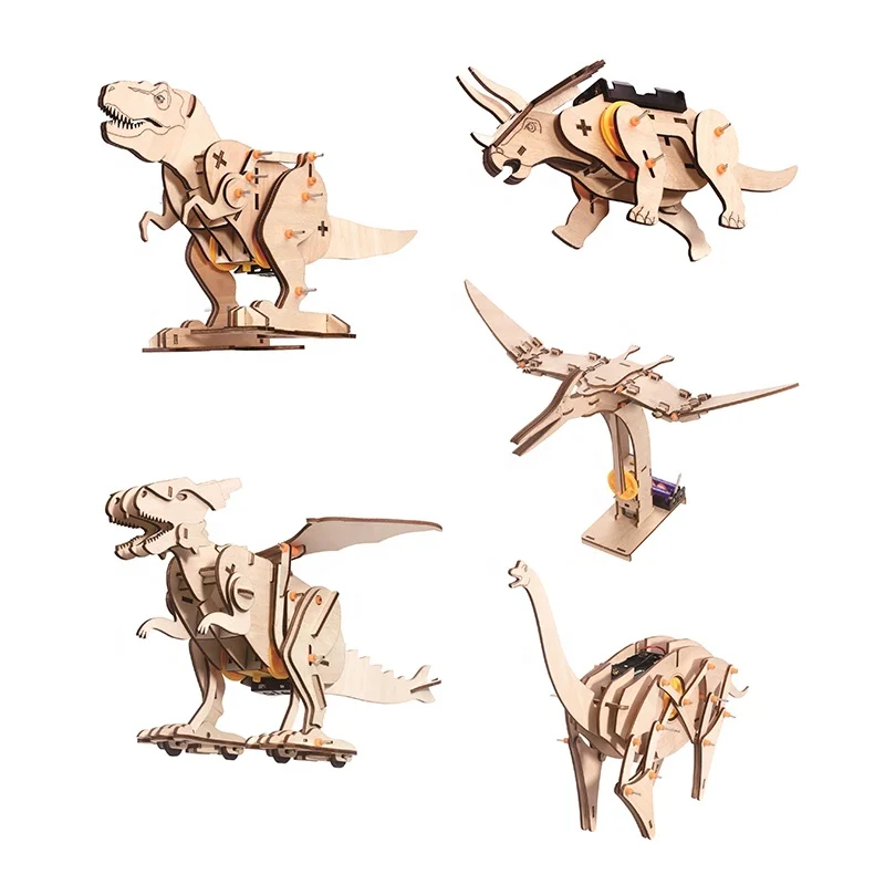 Factory New Puzzal Diy Educational Toys Dinosaur Wooden 3D Jigsaw Puzzle