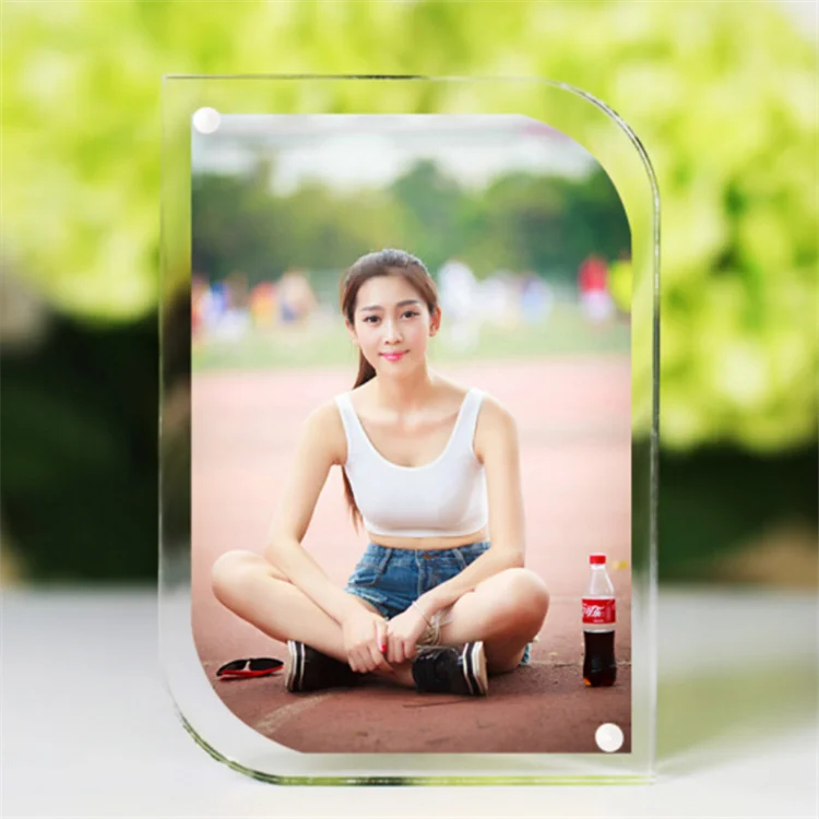 acrylic plastic free standing floating magnetic picture photo frame