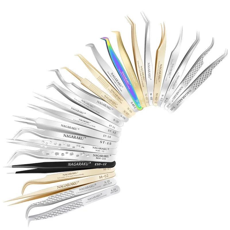 Private Label Custom Lash Extension Fiber Tip Strong Hold Slim Thin Straight Volume 90 Degree Tweezers For Eyelash Extension