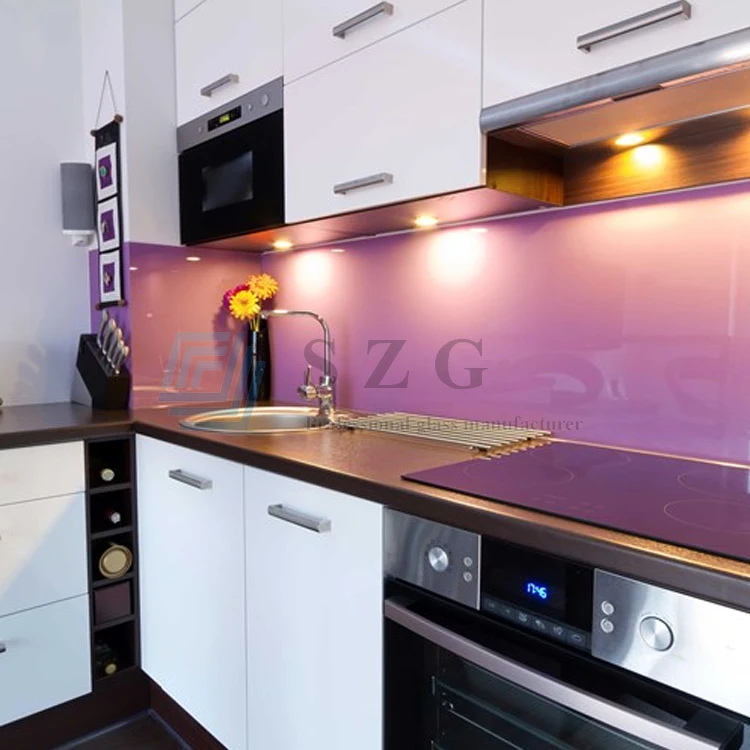 Decoration Colorful Lacquered Double Painted Tempered Glass For Kitchen Design