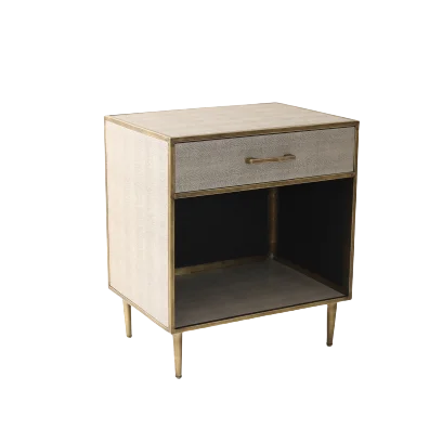 Golden Arts factory home furniture bedroom modern ball grain grey PU leather bedside table storage nightstand