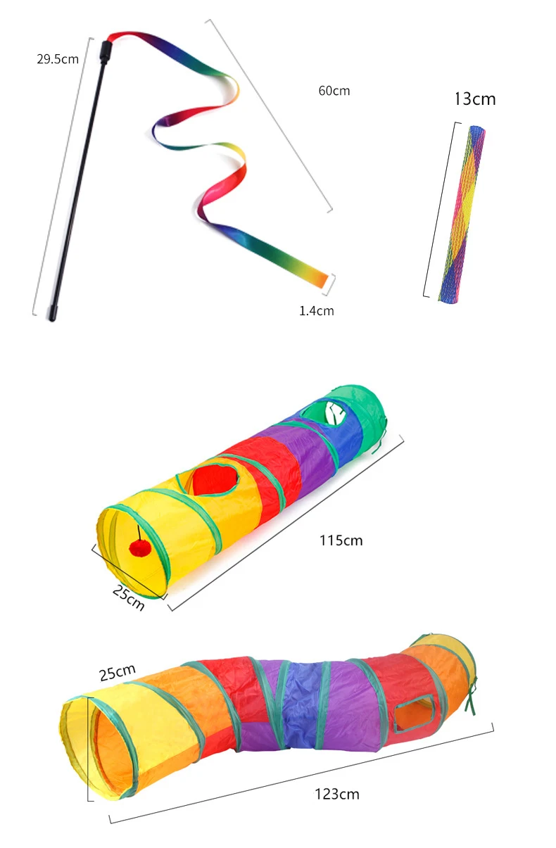 24 Packs Assortments Cat Kitten Toys Tunnel, Teaser Wand Toy Fluffy Mouse Crinkle Balls Cat Tube