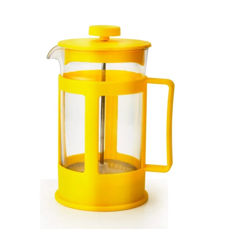 Cheap 300ml Yellow Color Hot Sale Tea Infuser Teapot Glass Travel Palm Restaurant  French Press Coffee Maker