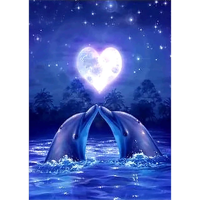 Rhinestone Painting Sea scenery Diamond Mosaic Full Round Diamond Embroidery Animals 5D DIY Diamond painting Dolphin Wall De