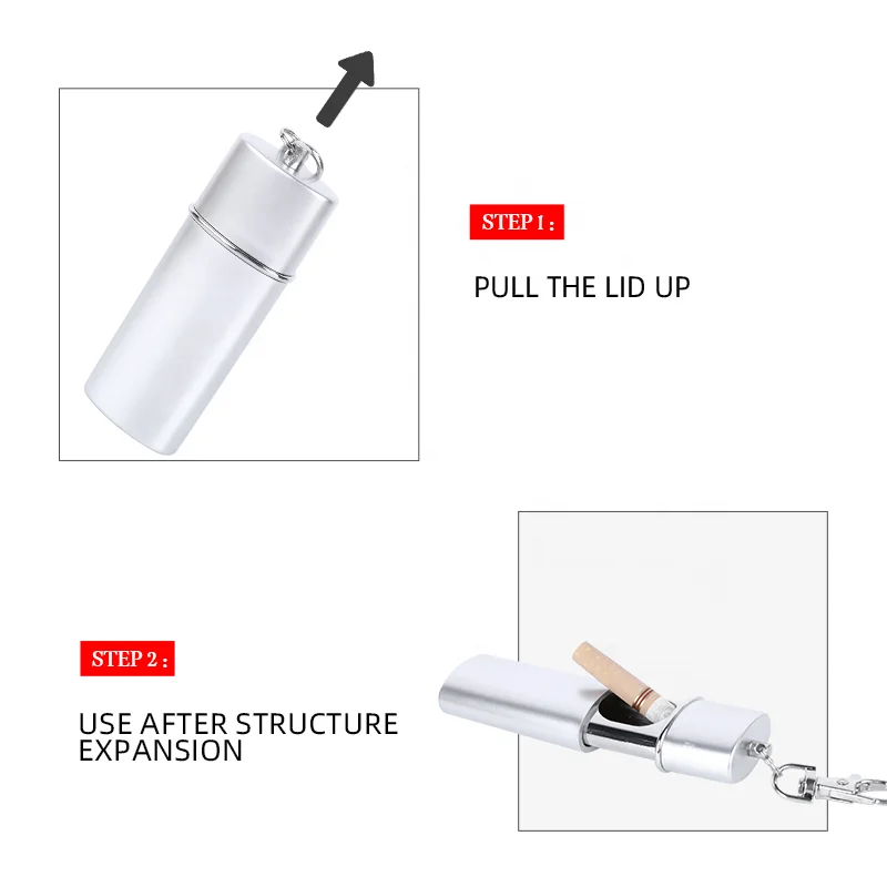 Metal ashtray portable mini key chain Carrying ashtray tray drawer box Portable ashtray key chain Outdoor cigarette wholesale