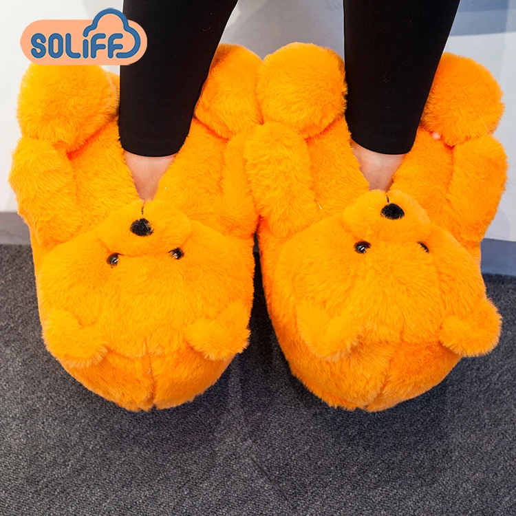 Teddy bear slippers new arrivals Plush New Style Slippers House Women Girls Teddy Bear Slippers