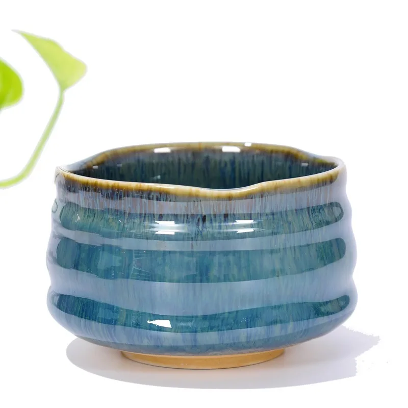 manufacturer wholesale tea cup matcha Japanese coarse pottery handmade flow glazed tea set kiln transformed pottery cup Bowl