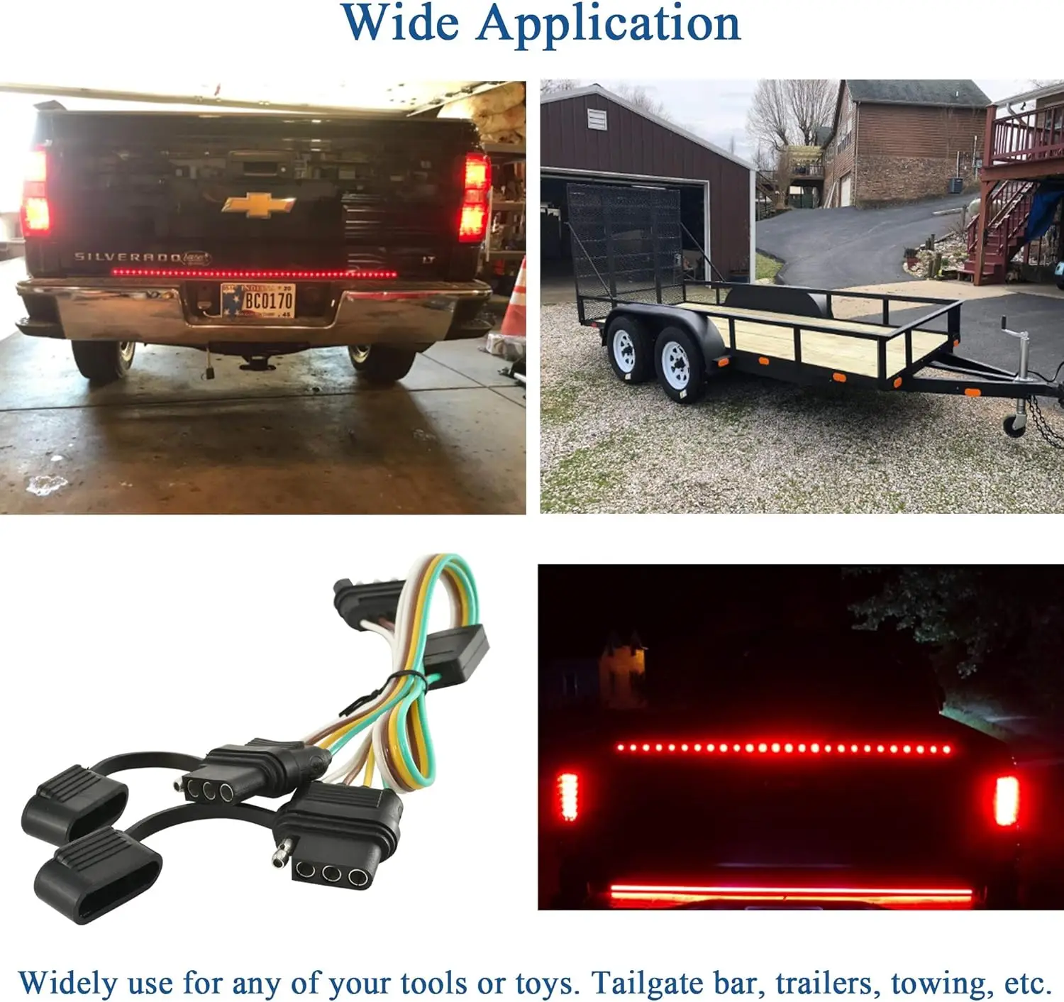 Forklift 12 Volt Sae Plug Sae Cable Adapter 4Pin Y-Splitter Adapter Trailer Harness For Led Tailgate