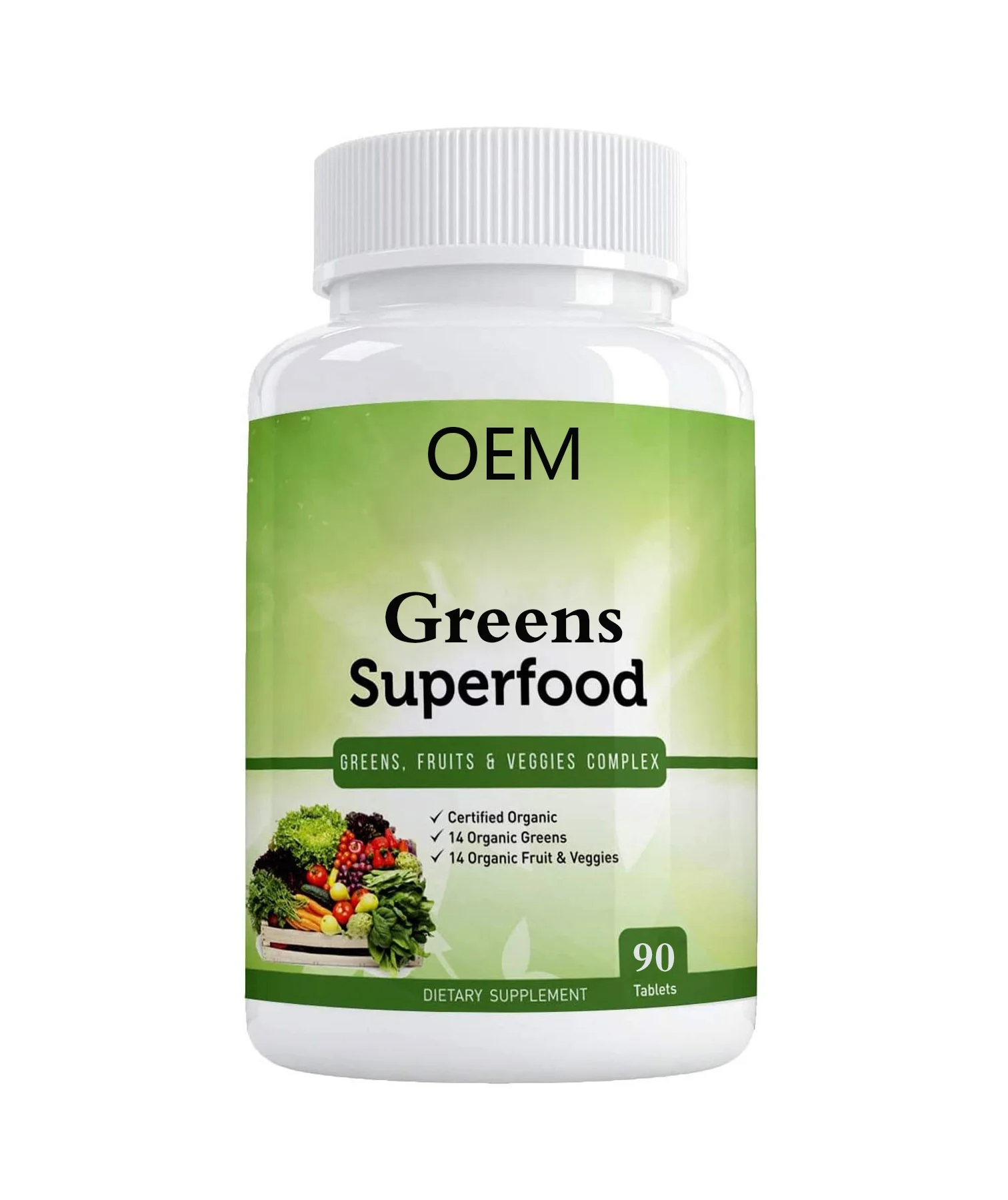 Hot sell OEM Fruit and Veggie Superfood super Greens 90 Tablets Vitamins with Essential Nutrients for Immune Support