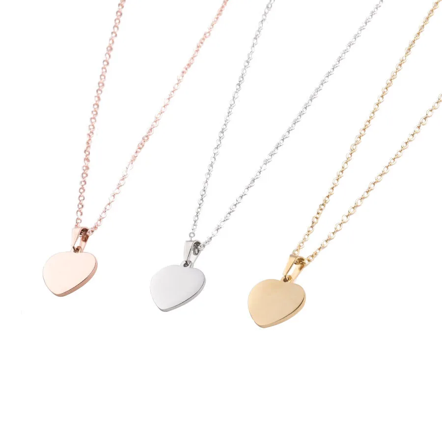 Cross-border hot sale personality fashion European and American style love heart necklace Mirror stainless steel  Pendant