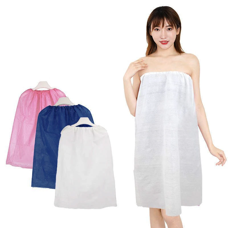 Disposable Sauna Skirt Shower Body Wrap Spa Bath Robe Disposable Nonwoven Adjustable for Women Spa Shower Body Skirt Robe
