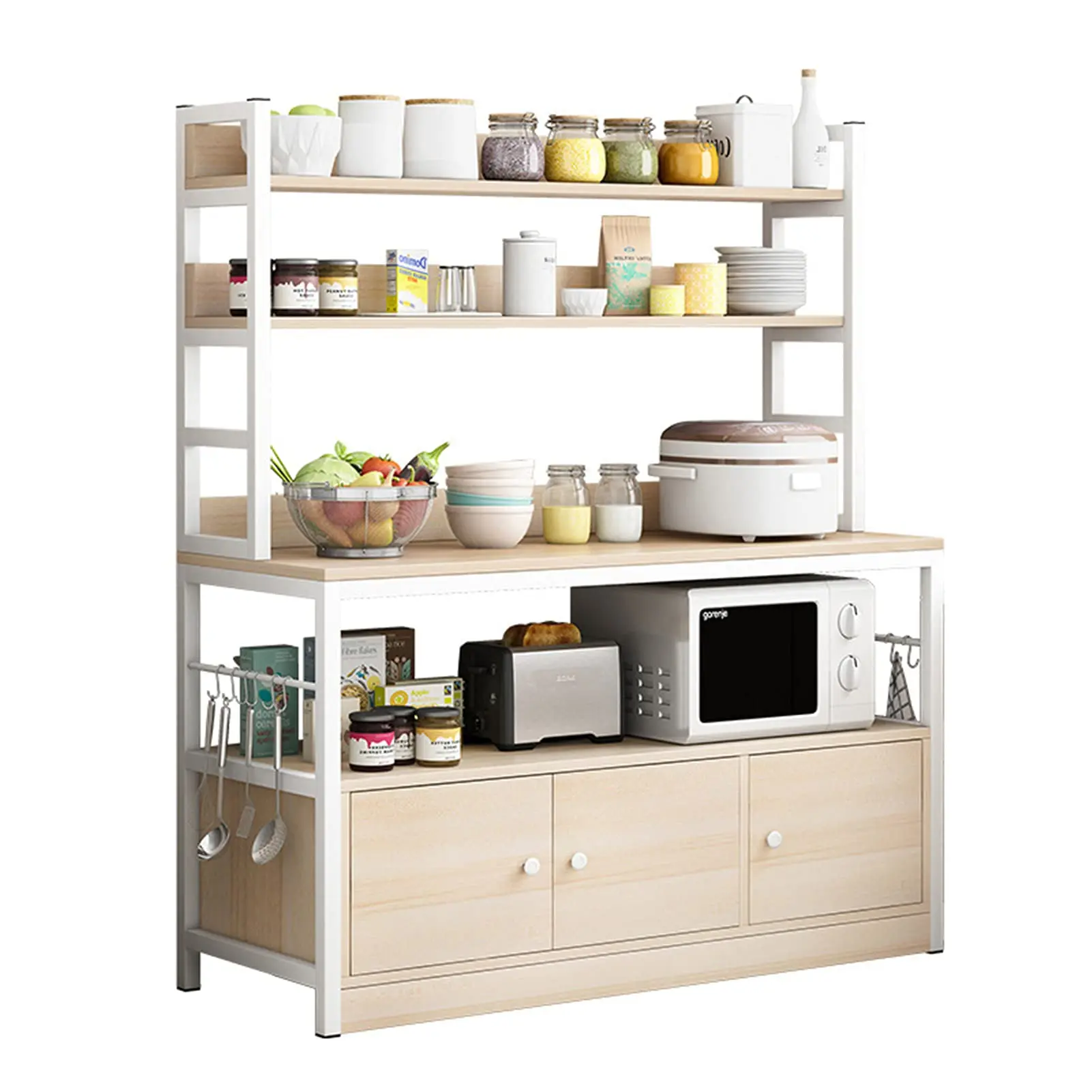 Factory Direct Kitchen Furniture Microwave Oven Stand 5 Tier Kitchen Utility Storage Shelf Kitchen Storage Rack