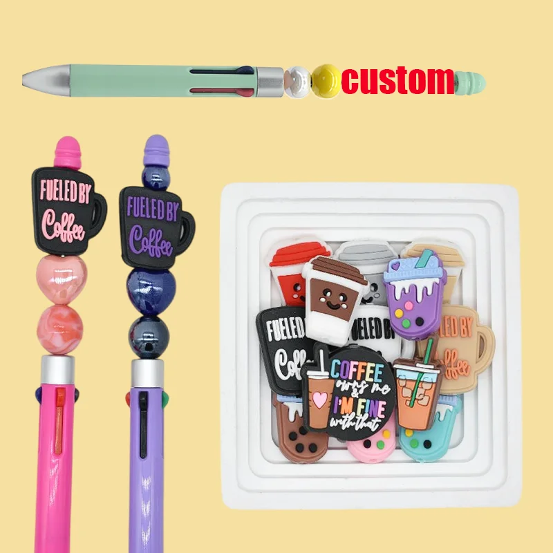 Glow Pvc Charms Led Focal Charms For Pens Making Beads Silicone Focal Beads For Pen Making Custom Silicone Focal Beads