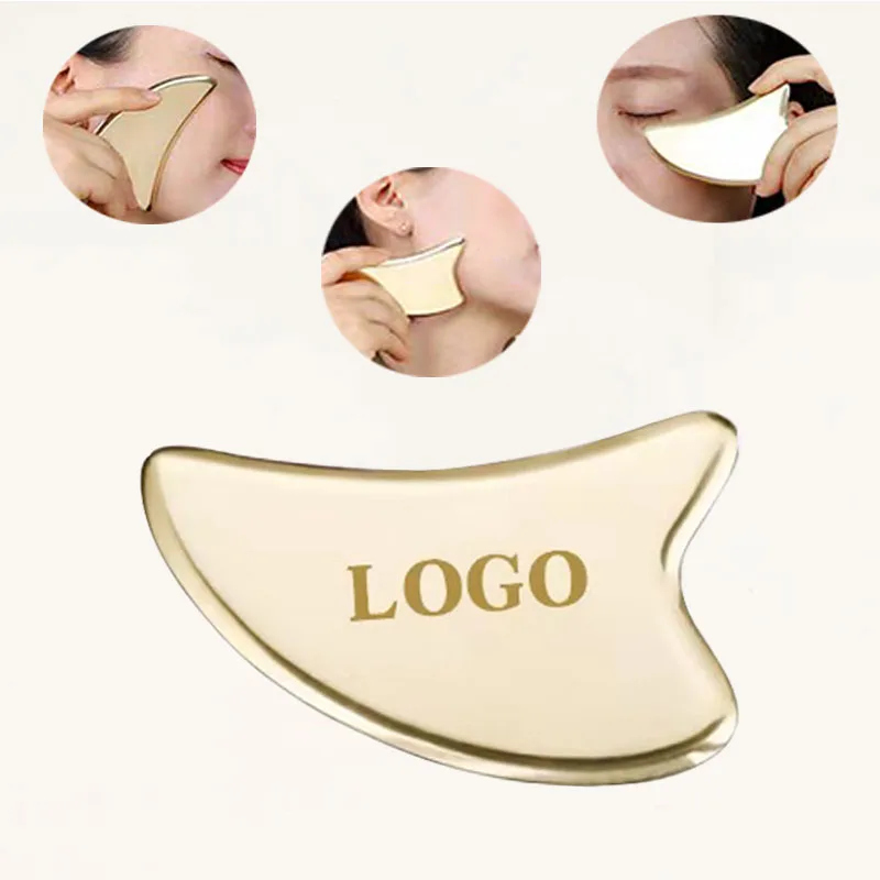 gua sha facial tool natural jade stone  Board Custom Logo Authentic Jade Facial Massager Heart Shaped Gua Sha copperplate