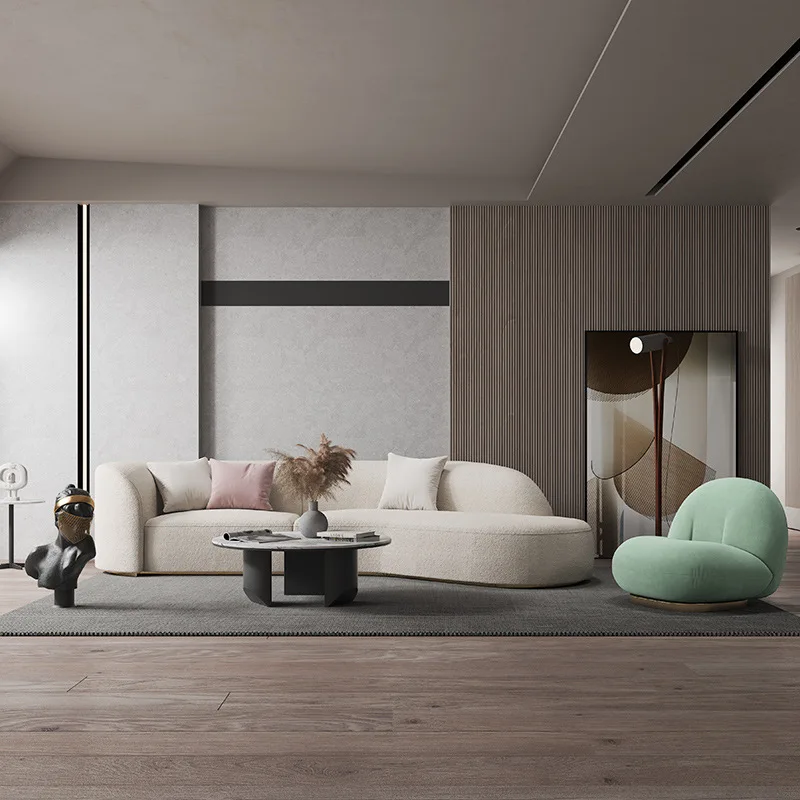 Italy style simple  modern furniture cashmere sweater fabric apartment living room sectional couch Curved sofa