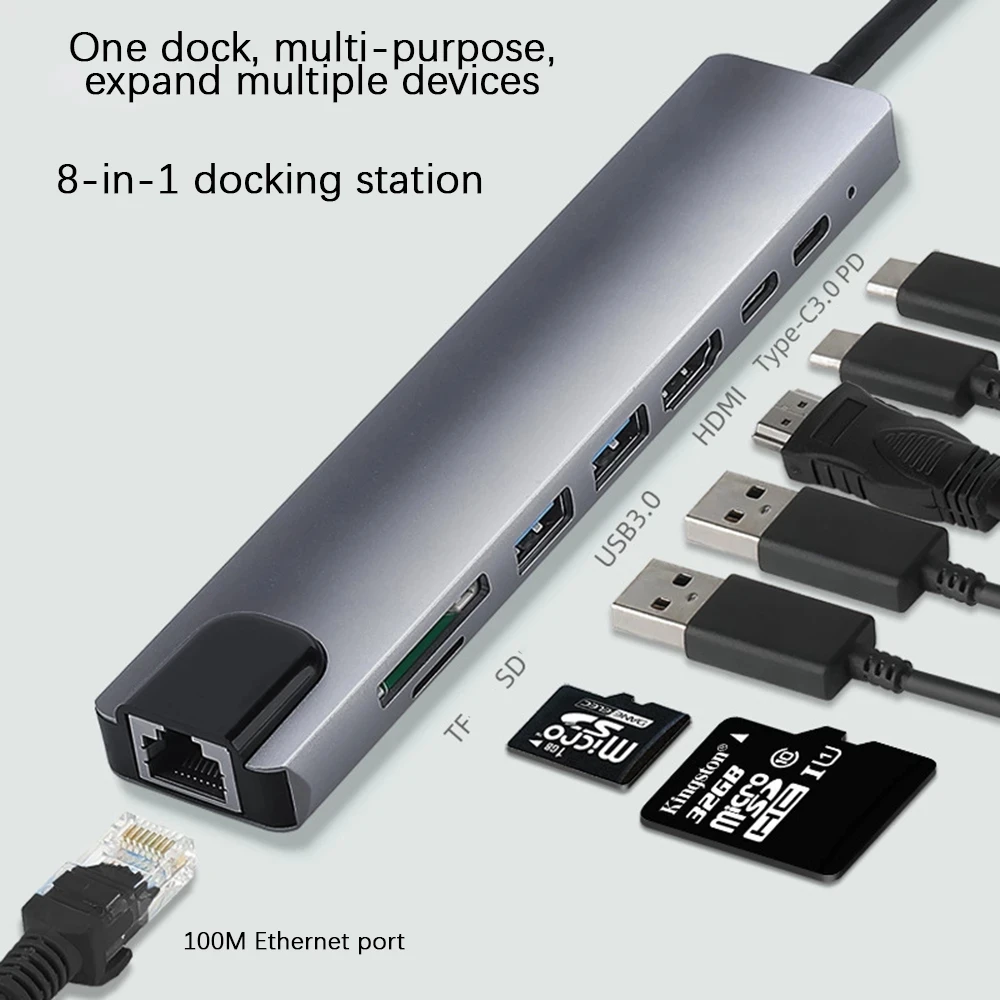 USB Type C Hub Dock for MacBook Adapter 4K Hub USB 3.0 Card Reader Laptop Docking Station computer docking station