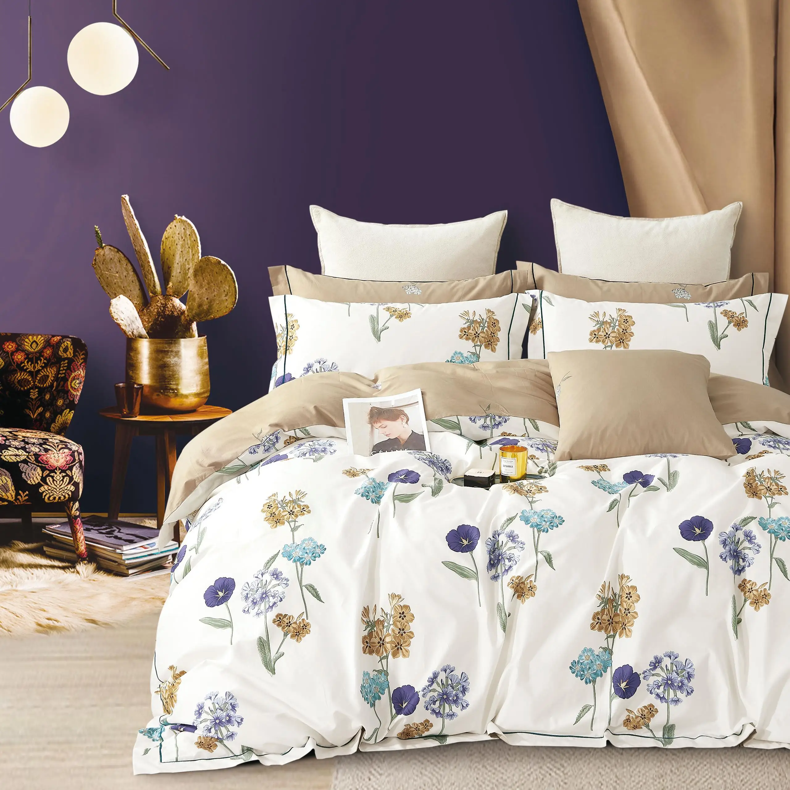 100% cotton printed fabric in roll for bed sheet set