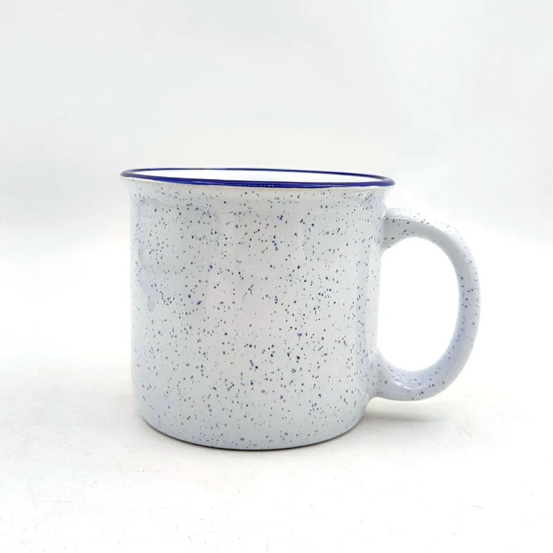 Speckled Design Set of 4 Ceramic Campfire Mug 15oz Large Capacity Double wall camping  mugs