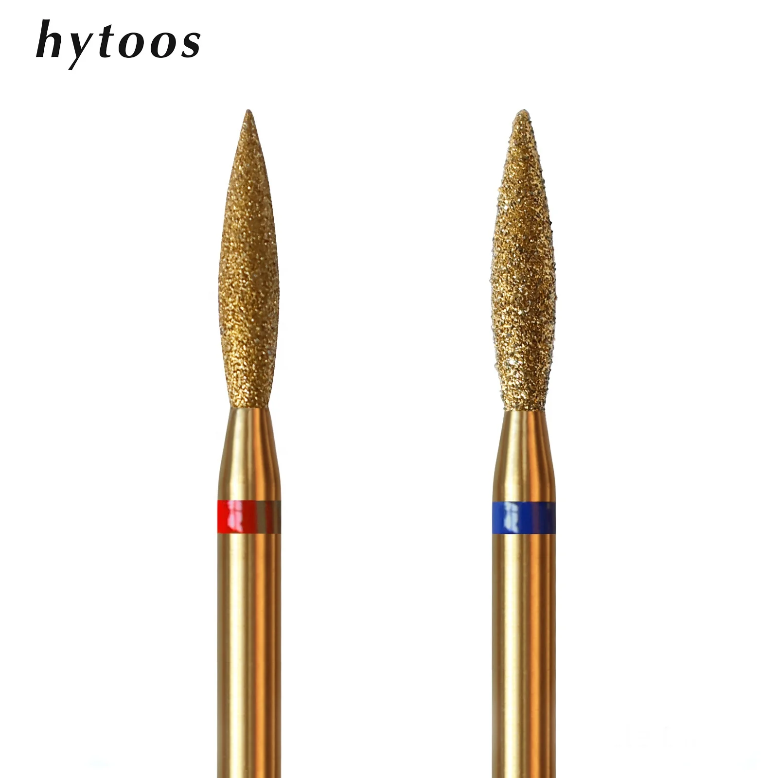 HYTOOS 2mm Long Flame Cuticle Clean Nail Drill Bit, Titanium Russian Diamond Nail Bits Dead Skin Nail Cleaner Accessories Tool