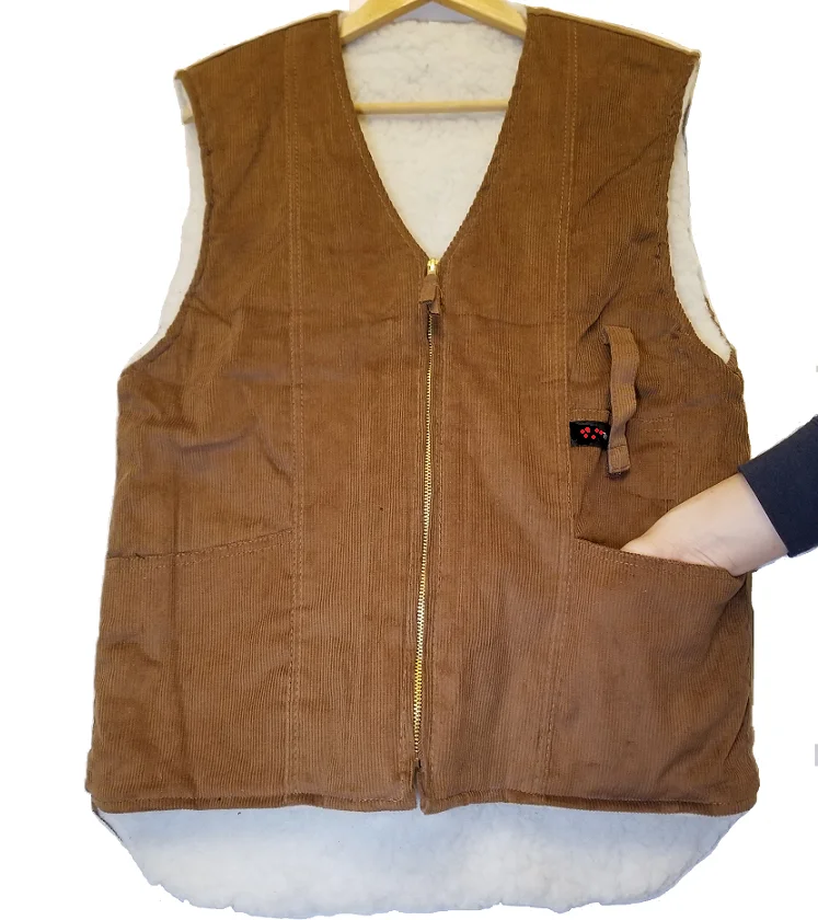 
Corduroy faux fur outdoor working vest 