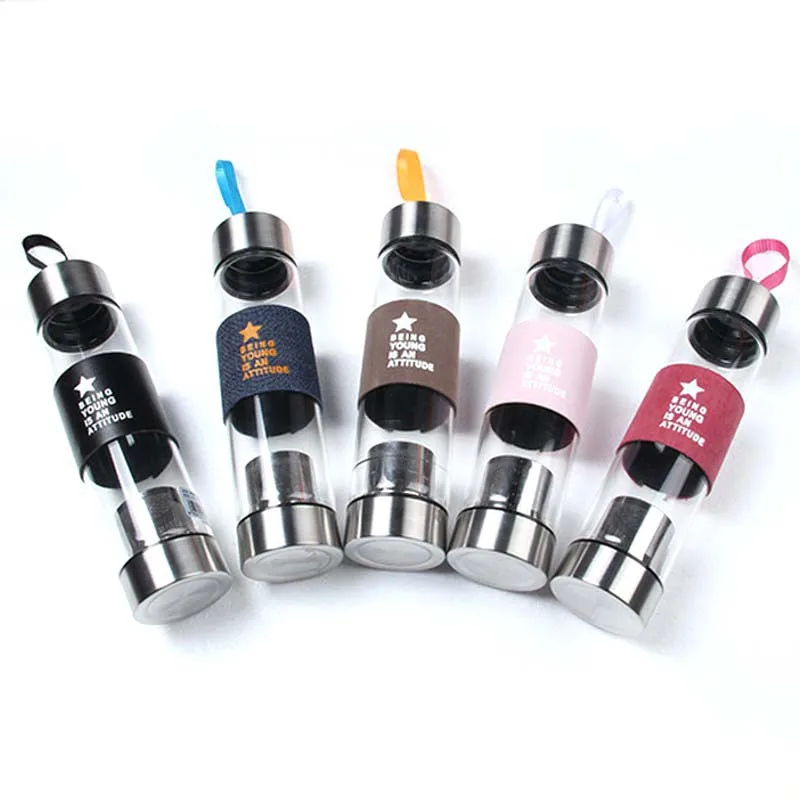 450 мл высококачественные небьющиеся портативные спортивные боросиликатные стеклянные бутылки для воды с фильтрами чая и фруктов