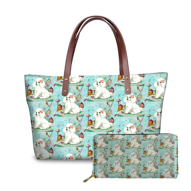 Симпатичные сумки с принтом под-пуделя для женщин, модная дамская сумочка, повседневный тоут, роскошные женские чемоданчики