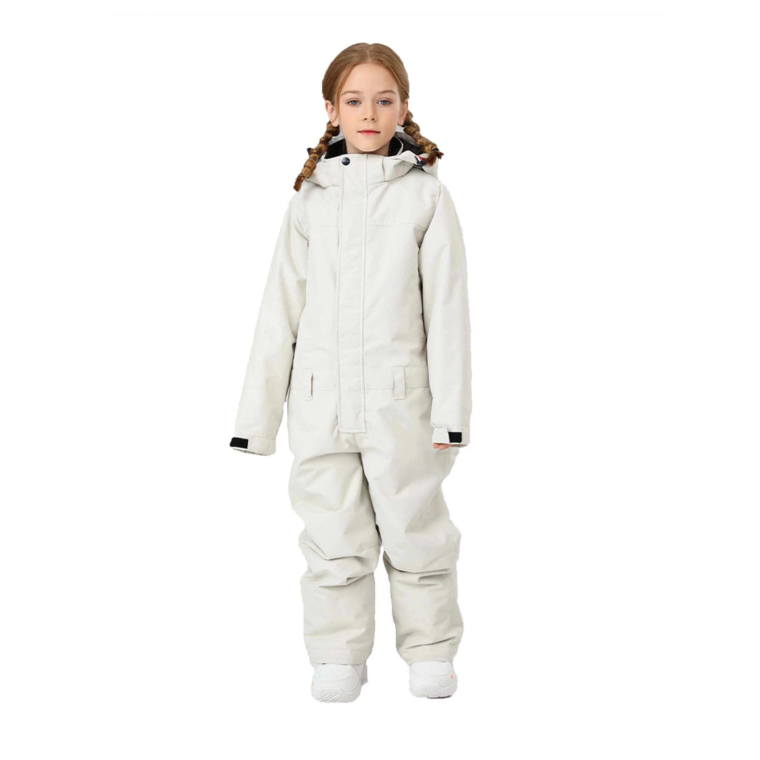 Newest custom white children ski suit kid waterproof windproof snow jumpsuit wholesale girls warm overall