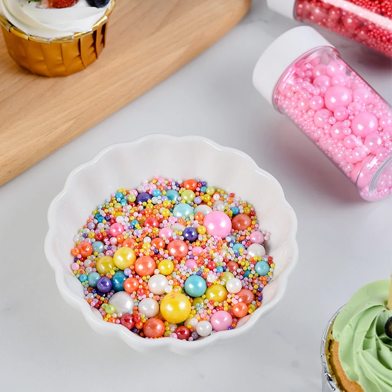 Factory direct mix edible molded dragee pearlized multi size colorful ball mix nonpareils in 85g bottle for bakery decoration