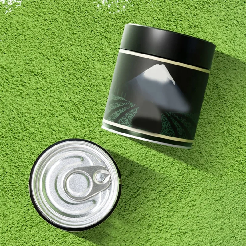 Hot sale metal packaging container food grade beautiful small eco friendly airtight empty matcha white round tea tin can boxes