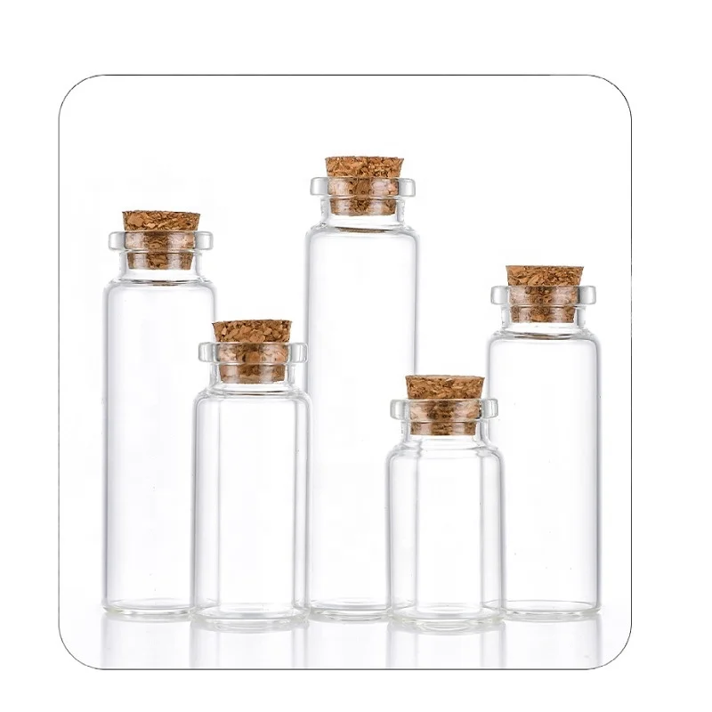 Manufacturer of 1ml to 100ml  glass vial with cork mini glass vial with cork lid 37 mm 60ml glass vial with cork top