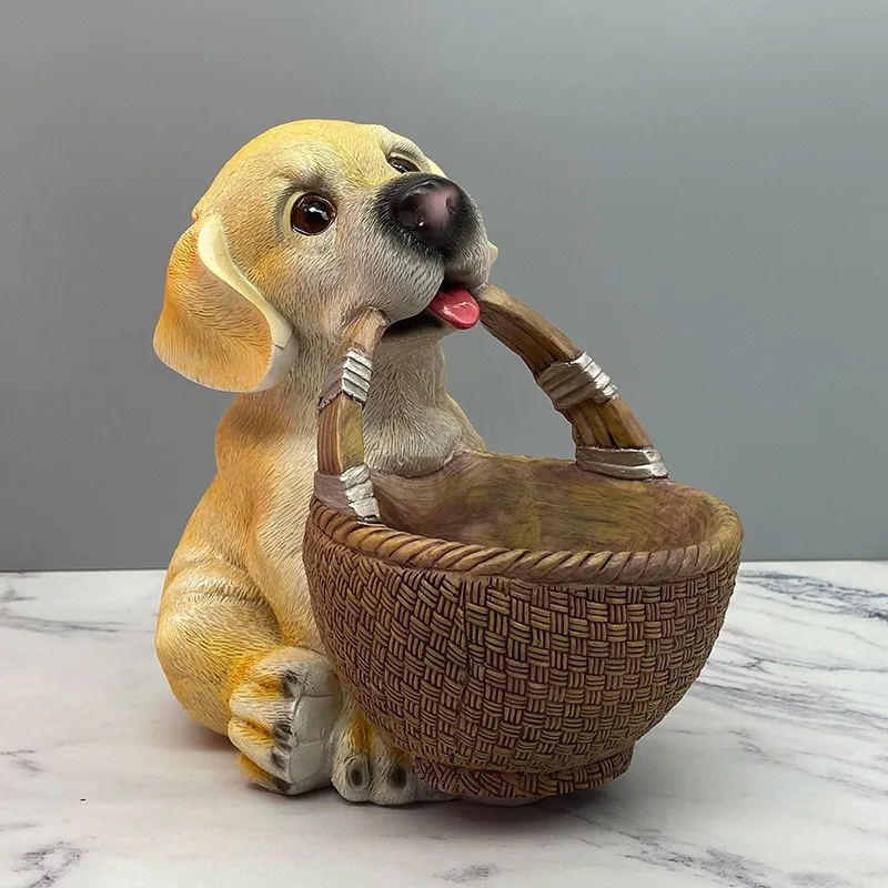 Creative Dog Key Storage Box Key Tray Entrance Living Room Storage Rack Animal Resin Puppy Statue Figurine Porch Home Decor